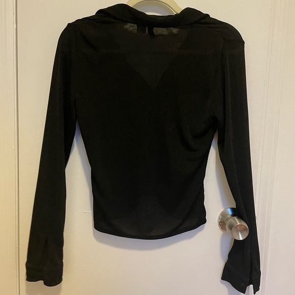 Black Ruched Button Up Shirt - Picture 2 of 4